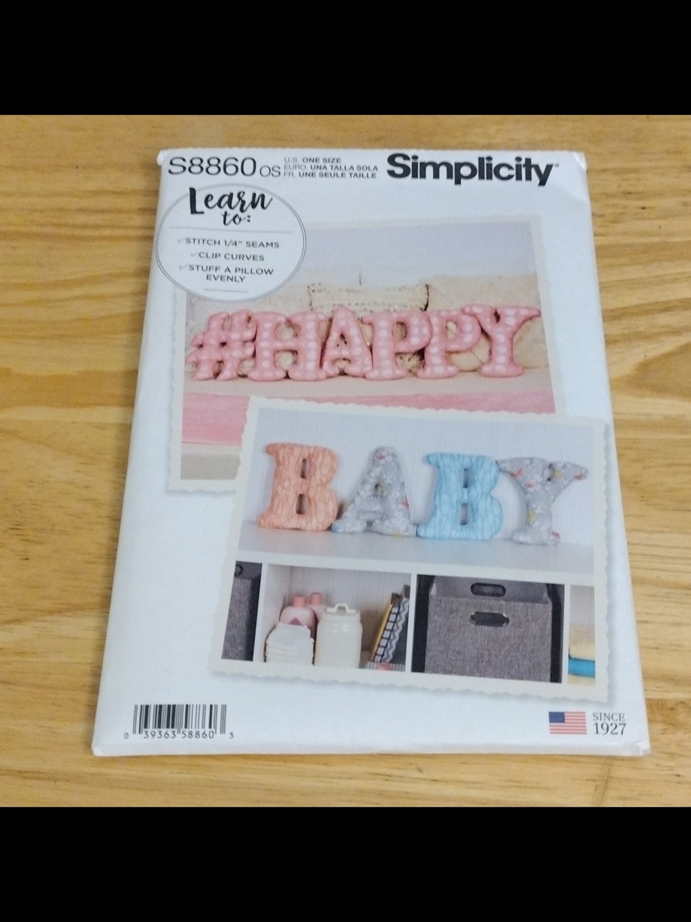 Simplicity Learn To Sew Letter, Number & Symbol Pillows #8860 Pattern Uncut OOP